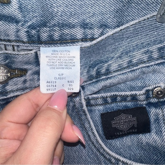 Vintage 2001 Harley-Davidson USA Made High Rise Mom Jeans 6P Light Wash - Picture 15 of 16